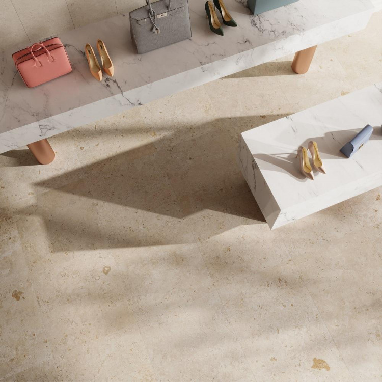 Керамогранит Керама Марацци Kerama Marazzi DD590500R ПРО ЛАЙМСТОУН АТ бежевый темный натуральный обрезной 119,5x238,5